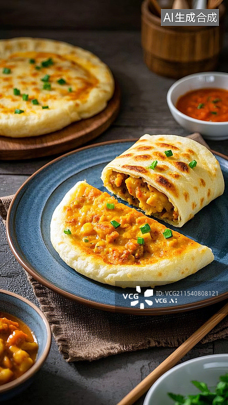 【AI数字艺术】咖喱土豆卷饼美食图片素材