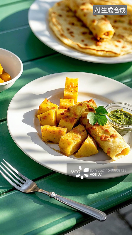 【AI数字艺术】咖喱土豆卷饼美食图片素材