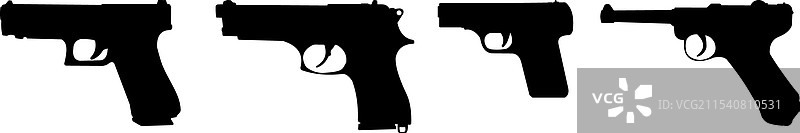 一组枪械轮廓图片素材