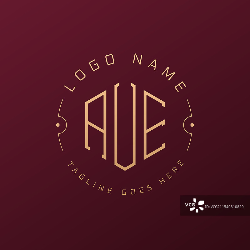 奢华的AUE标志设计，优雅的字母AUE图片素材