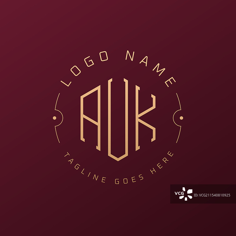 奢华的auk字母标志设计，优雅的auk字母图片素材