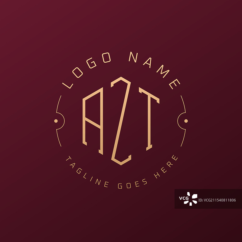 奢华的AZT标志设计，优雅的字母AZT图片素材