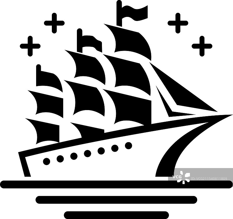 海盗船的轮廓标志或图标图片素材