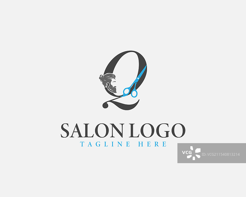 时尚的理发店标志，带有字母Q图片素材