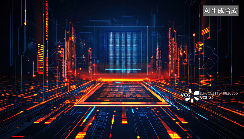 【AI数字艺术】创新半导体和电路板电子零售业设计抽象电子科技技术背景现数字时代的能源效率和新发展图片素材