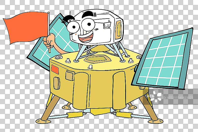 嫦娥七号登录月球南极寻找水冰卡通漫画科普元素图片素材