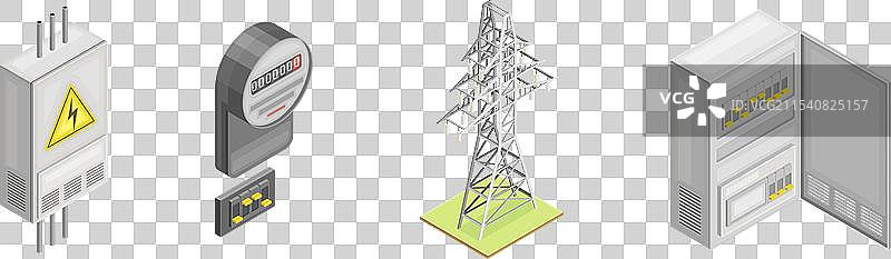 电力和能源物体等距图图片素材