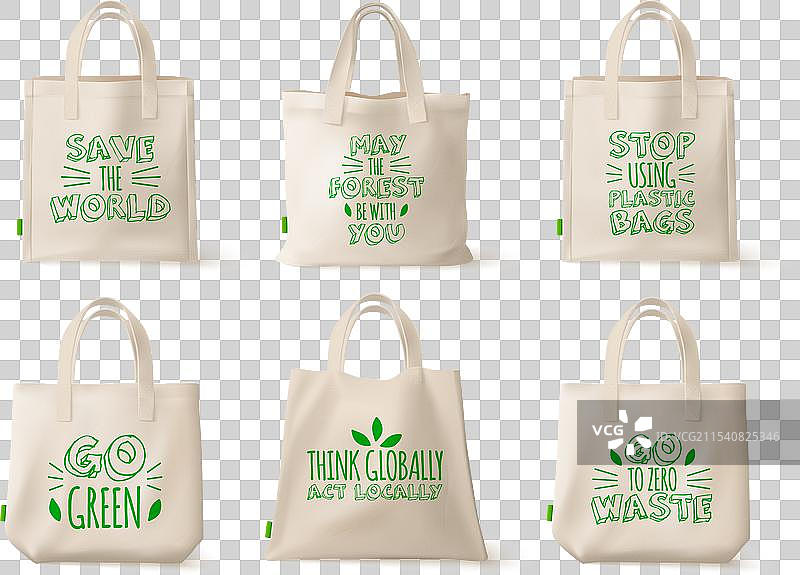 生态布料袋，黄麻购物袋与生态理念图片素材