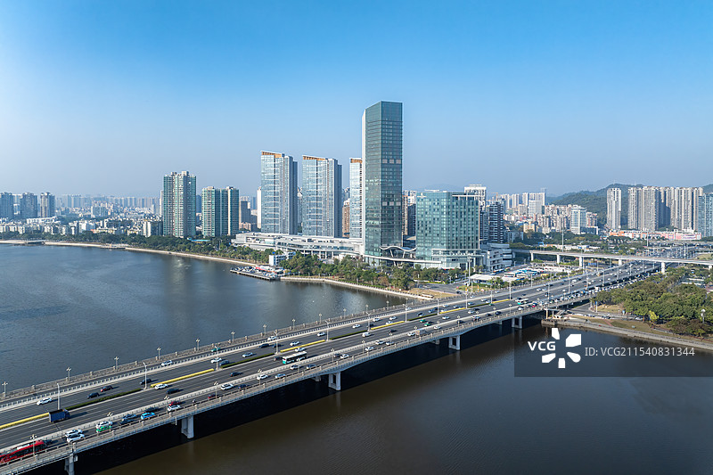珠海环宇城、前山大桥航拍图片素材