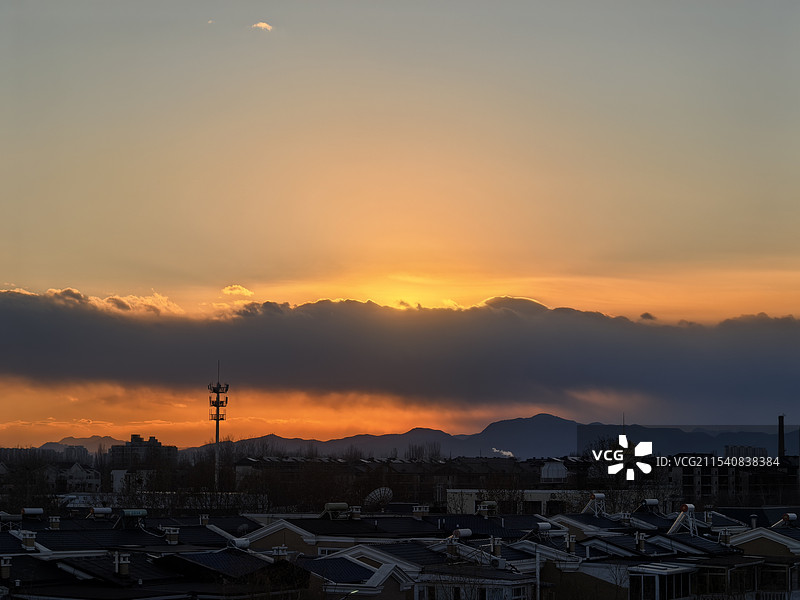 日落夕阳城市边际线图片素材