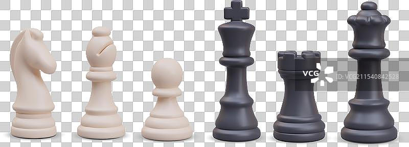 白色和黑色的棋子排成一排图片素材