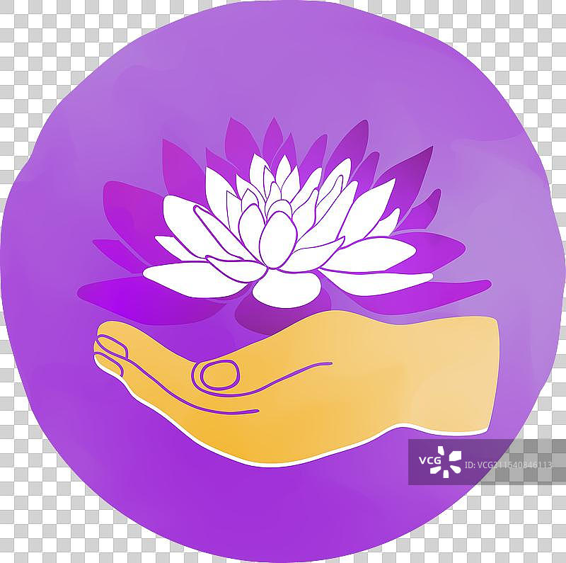 一只托起莲花的手的象征图片素材
