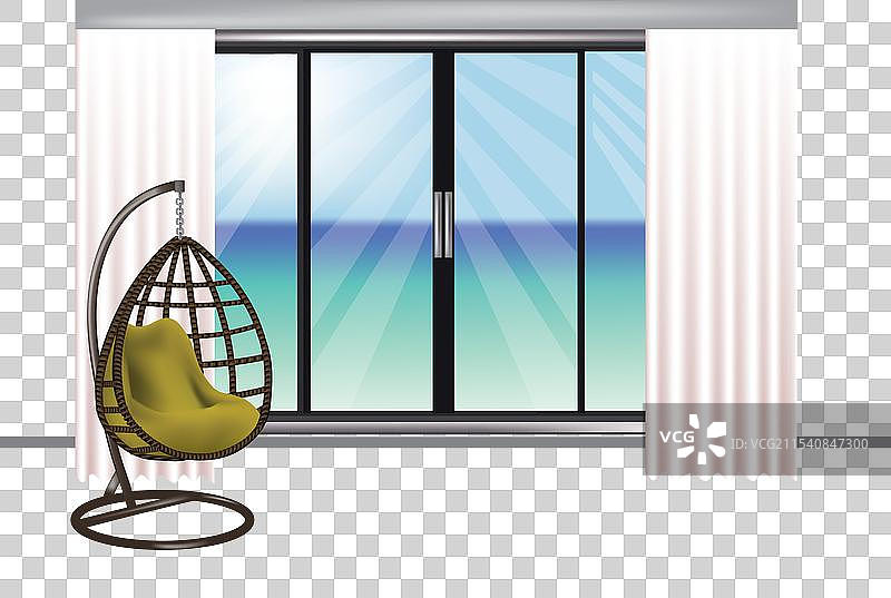 有藤编秋千的房间图片素材