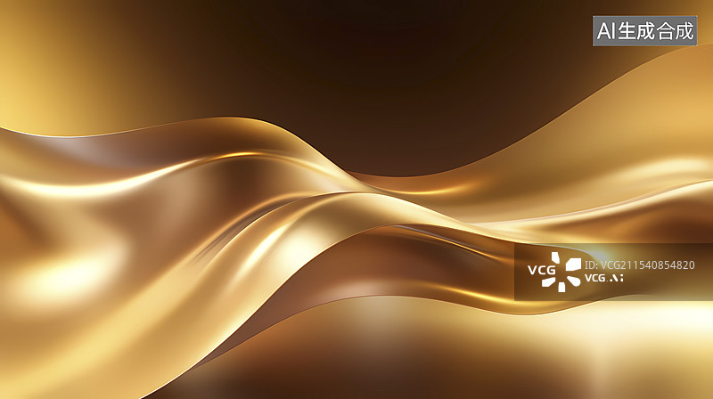 【AI数字艺术】数码科技金色曲线波浪插画海报背景图片素材