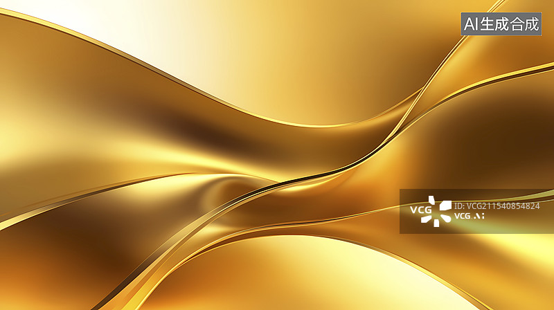 【AI数字艺术】数码科技金色曲线波浪插画海报背景图片素材