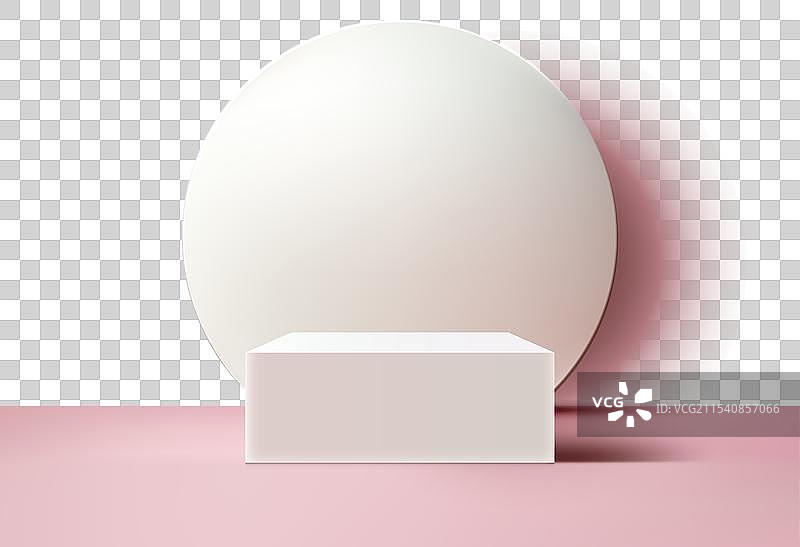 一个白色的讲台，上面有一个白色的圆形平台图片素材