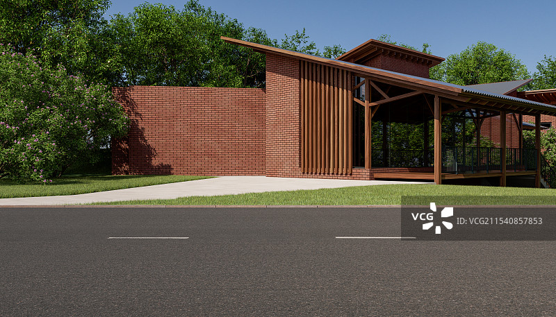 沥青公路_别墅图片素材