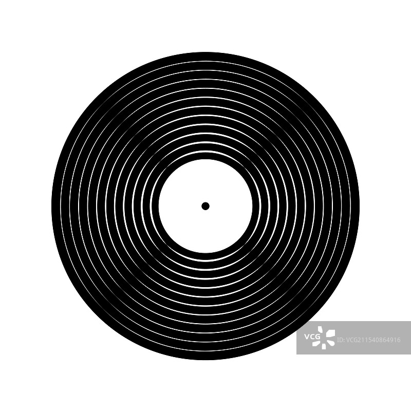 黑色黑胶唱片图标，长时间播放音乐的盘片图片素材