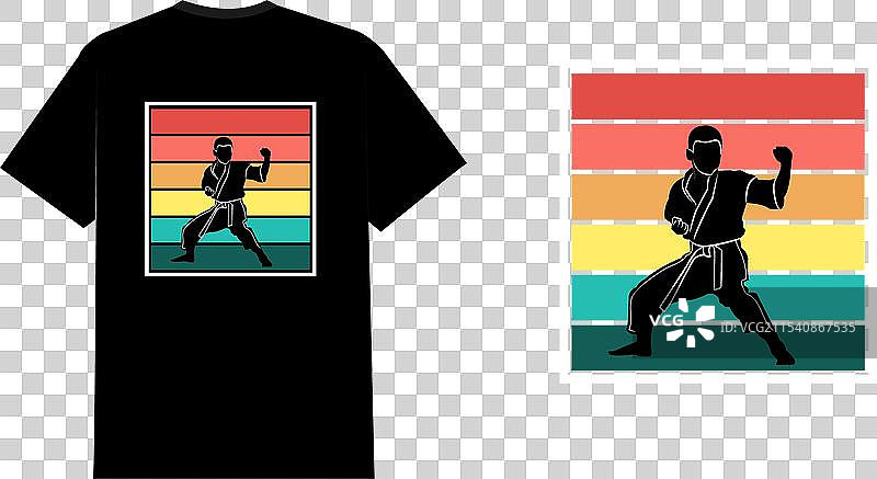 武术T恤设计，复古风景图片素材