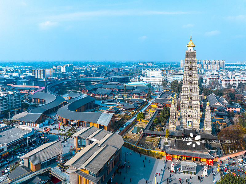 彭州龙兴寺，龙兴寺水街，龙兴寺历史文化特色街区图片素材
