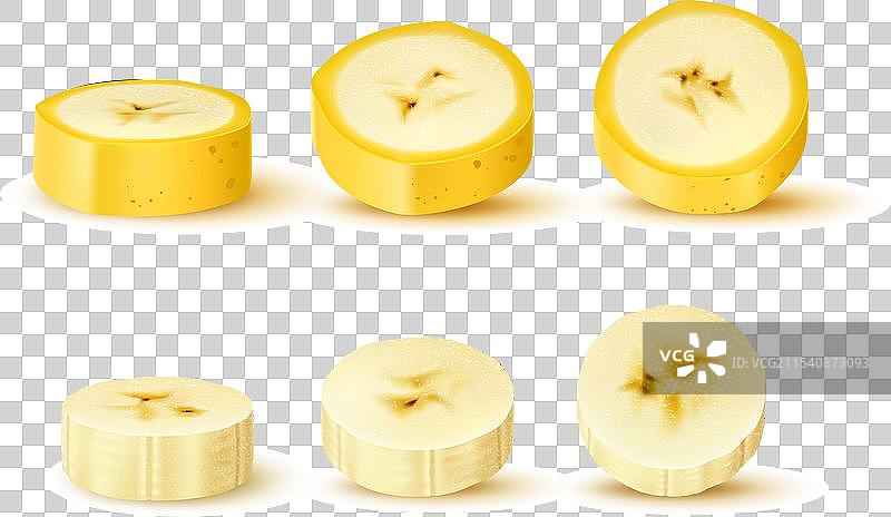 逼真的切片香蕉成熟水果圆形切片图片素材