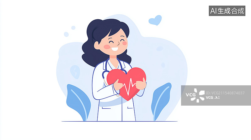 【AI数字艺术】医者仁心描边漫画图片素材