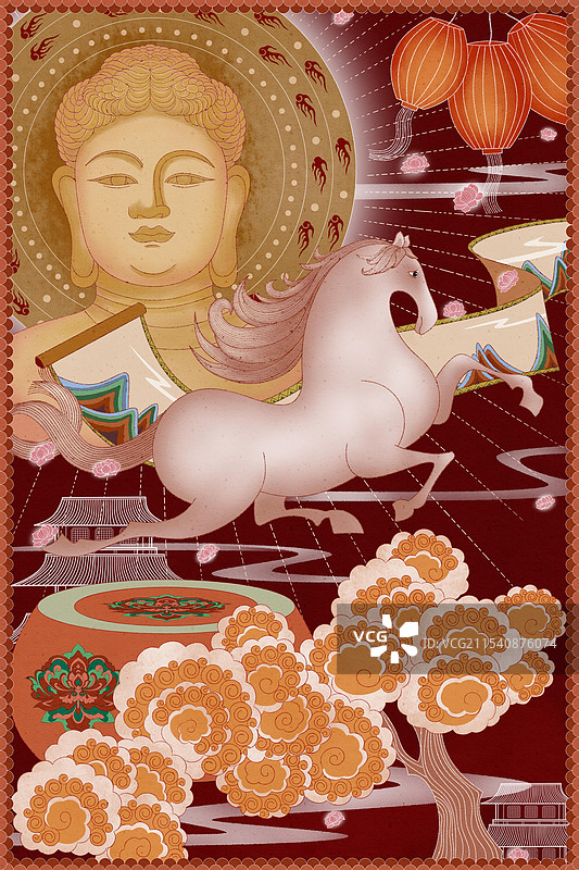 唯美国风插画唐风古韵图片素材