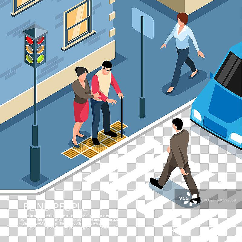 盲人等距构图图片素材