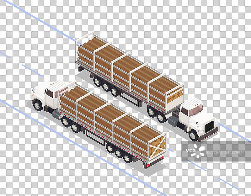等距视角的拖车图片素材
