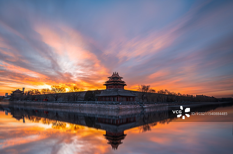 角楼朝霞图片素材