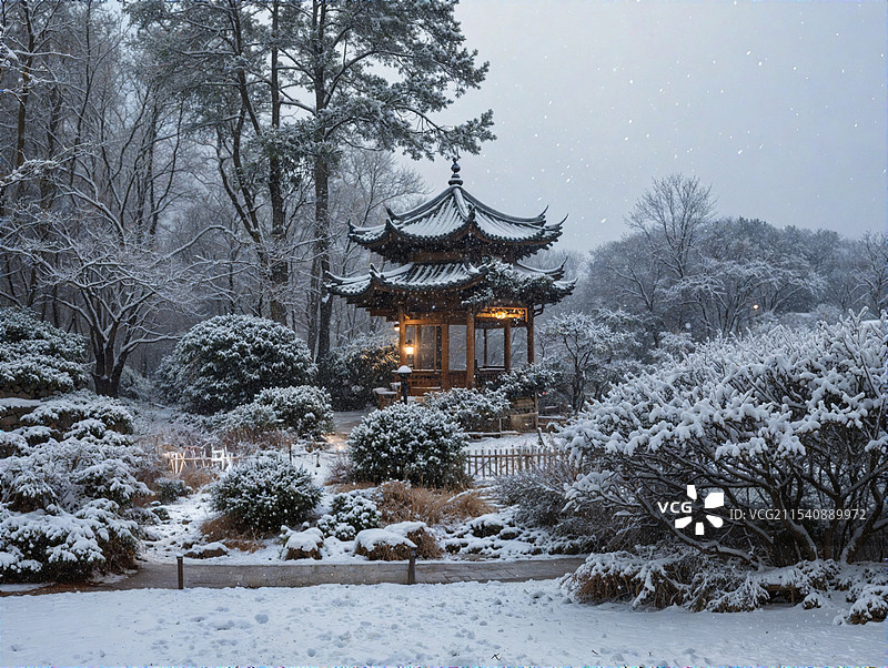 杭州江南雪景图片素材