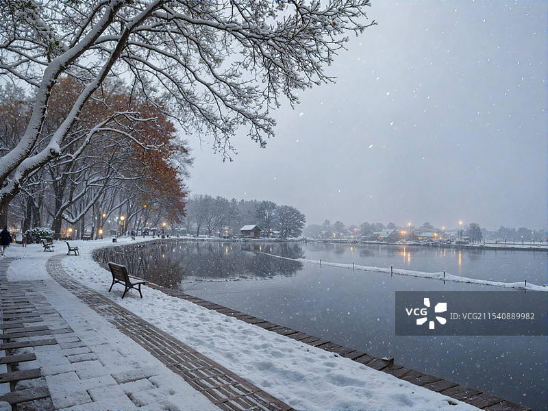 杭州江南雪景图片素材
