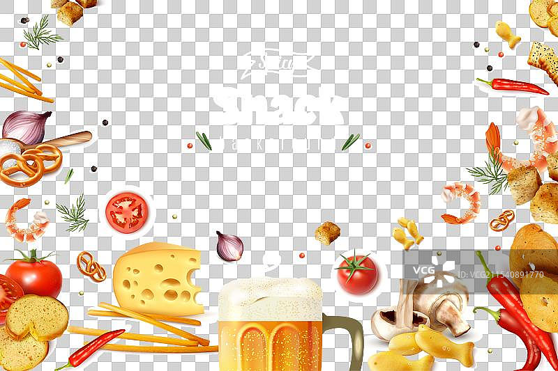 逼真的啤酒小吃背景图片素材