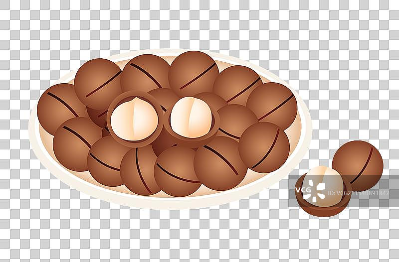 春节新年年俗插画年货干果坚果类夏威夷果元素图片素材