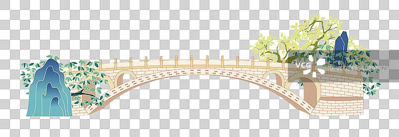 国风国潮风新中式地标建筑矢量插画元素—石家庄赵州桥图片素材