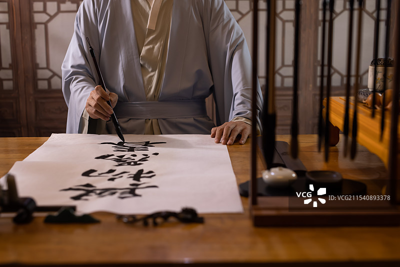 中国传统书法,古人写毛笔字图片素材