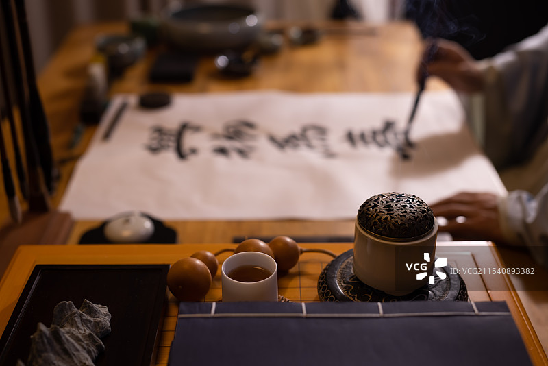 中国传统书法,古人写毛笔字图片素材