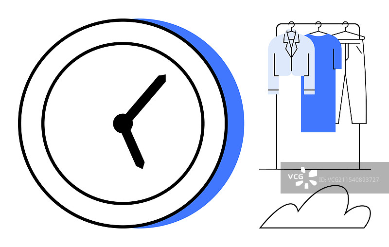 时间管理概念与时钟衣架图片素材