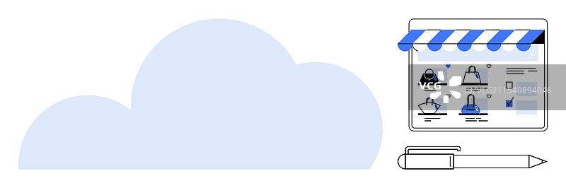 在线商店界面与云存储图片素材