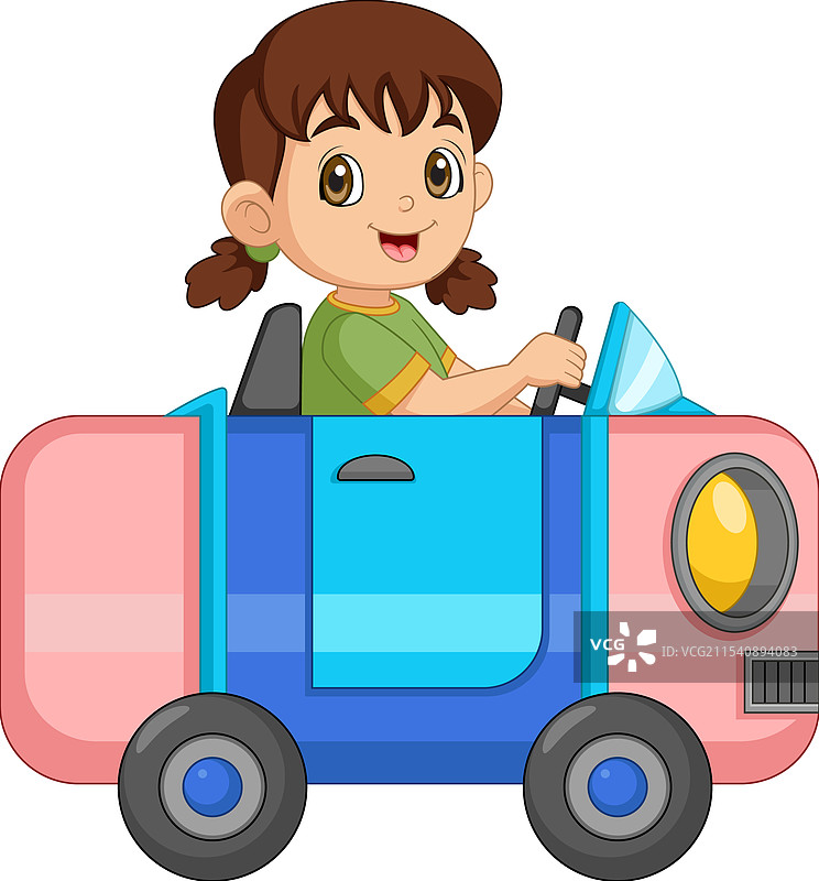 卡通女孩骑着橡皮擦车图片素材