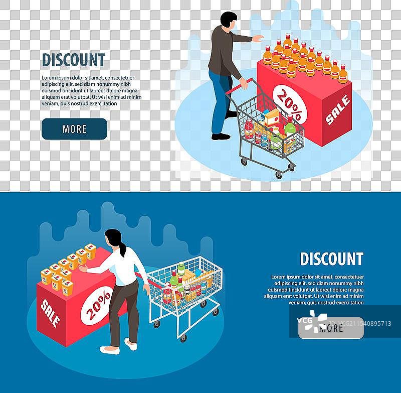 等距超市横幅套装图片素材