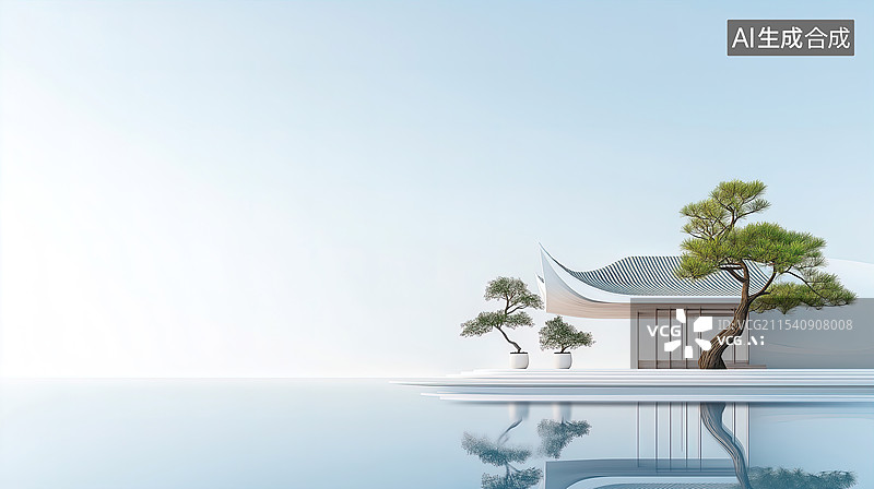 【AI数字艺术】宁静祥和的东方意境图图片素材