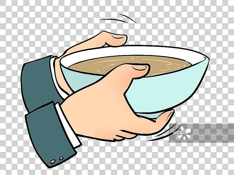 端着一碗中药汤的手卡通漫画动作元素图片素材