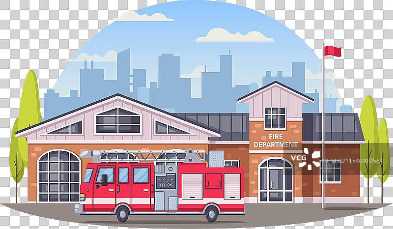 消防部门卡通构图图片素材