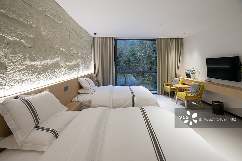 森林酒店大床房图片素材
