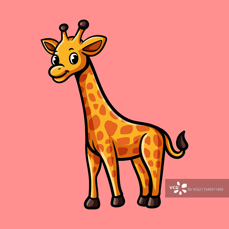 有趣的卡通长颈鹿角色，独立着色图片素材