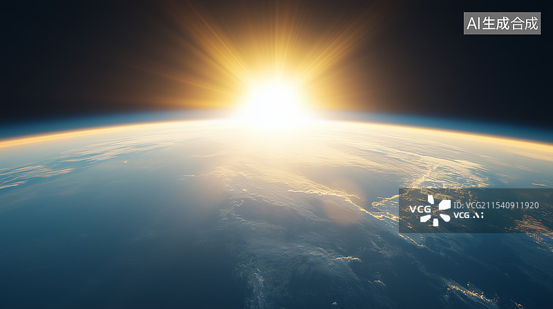 【AI数字艺术】太空视角升起的太阳图片素材