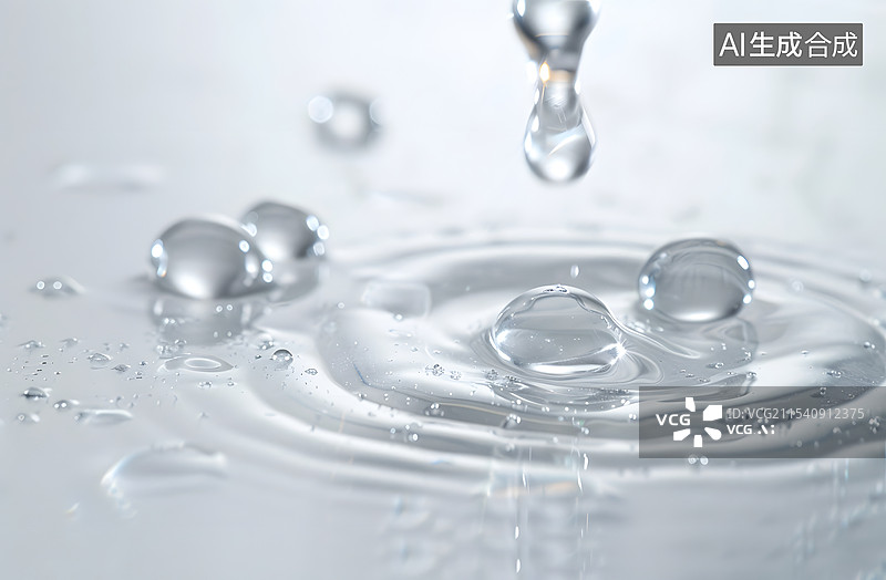 【AI数字艺术】滴管下溅起的水滴特写图片素材