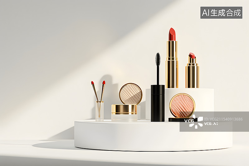 【AI数字艺术】木板石块上的精油瓶图片素材