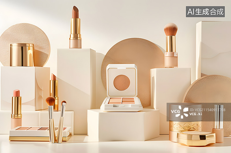 【AI数字艺术】木板石块上的精油瓶图片素材